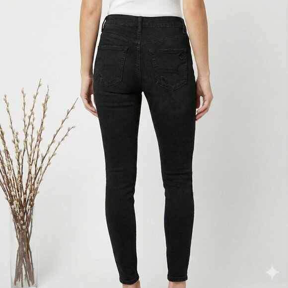Denim Co. Black Distressed Skinny Jeans with Front Rips - Picture 2 of 5